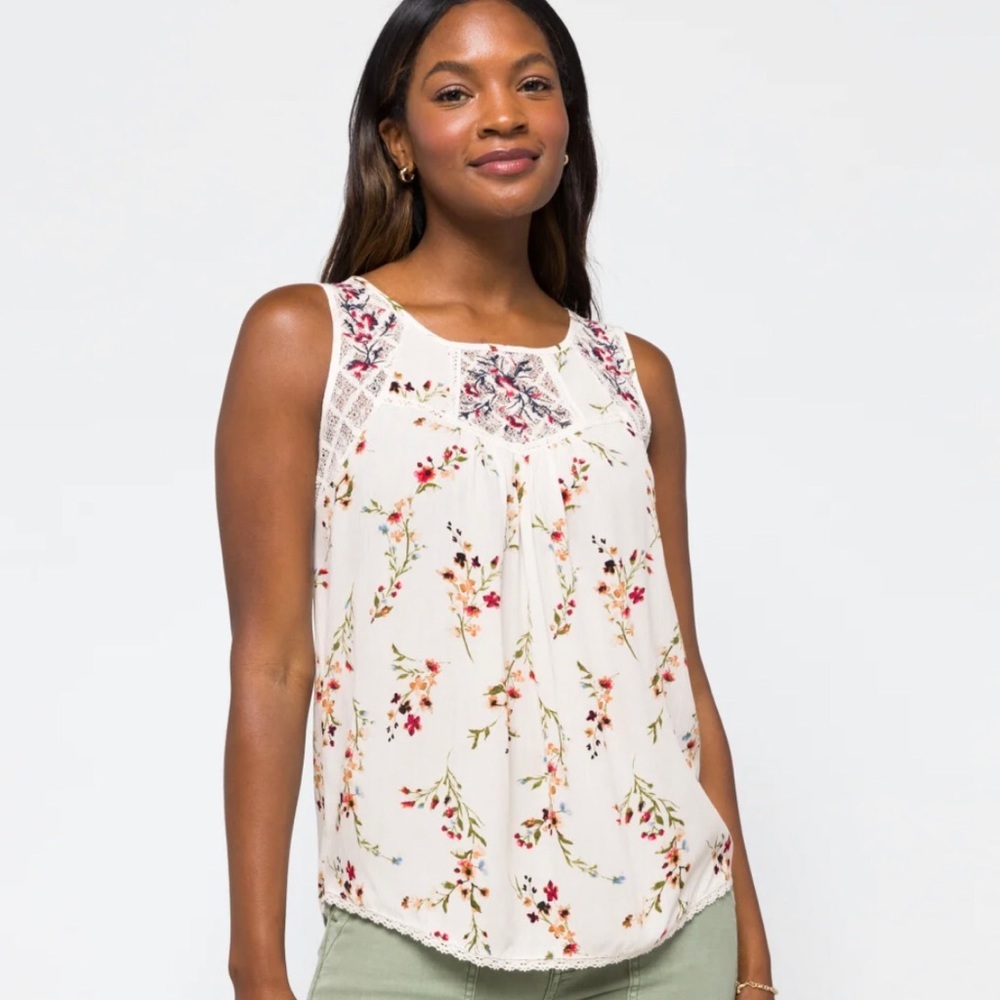 Mason & Belle Boho Floral Lace Sleeveless Top